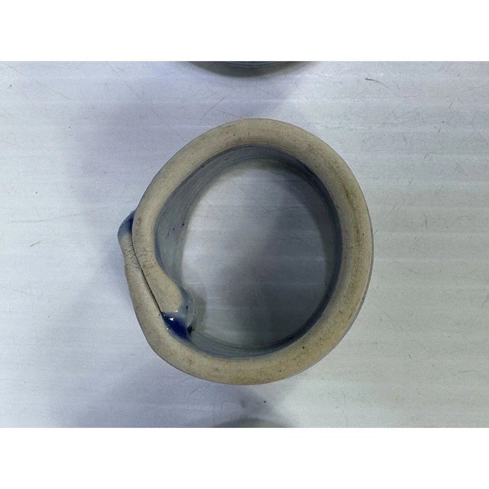 Handmade Pottery Napkin Rings Set of 4 Natural with Blue Accent